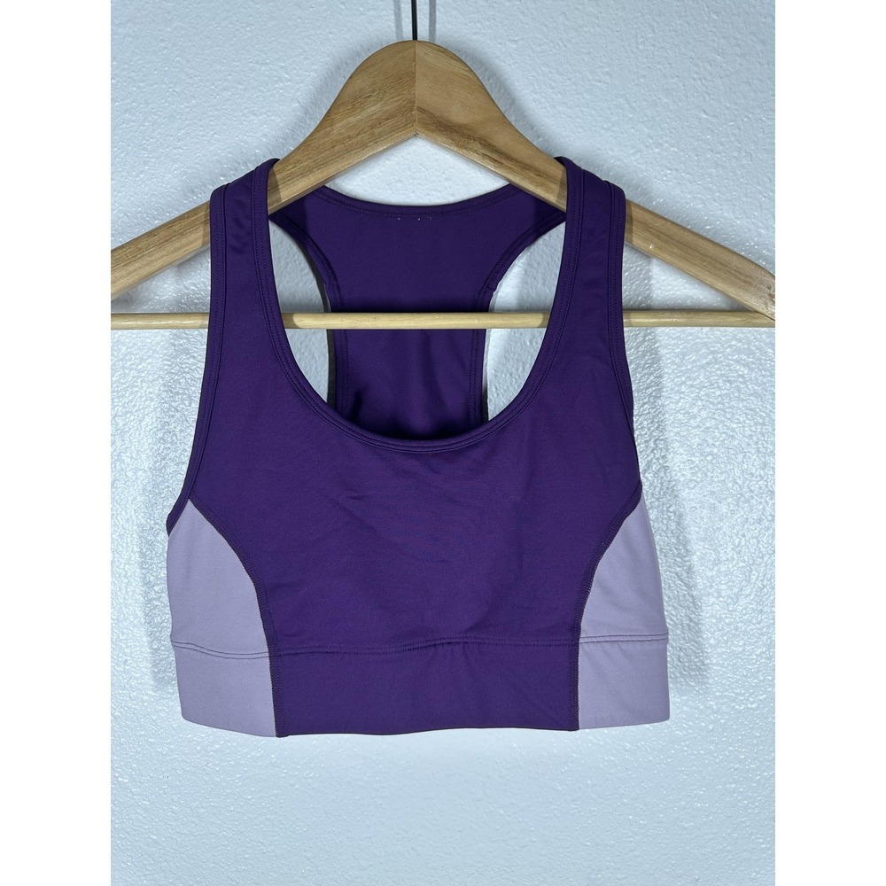 Fabletics Sports Bra Womens Medium Purple Colorblock Racerback Athletic Top‎